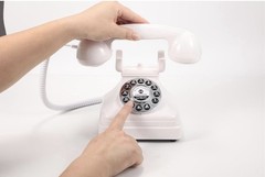 Audio Guestbook Vintage Retro Rotary-Style Phone Color White Message Voicemail