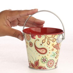 Bulk Lot of 10 Retro Inspired Floral and Paisley 3-1/2″ Metal Favor Buckets