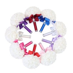 Bride Bouquet Artificial Flowers Wedding Bridal Holding White Ribbon Rhinestones