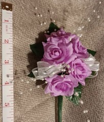NEW 5″ Artificial Fucsia/Purple Rose Wrist Corsage White Pearls Wedding/Prom