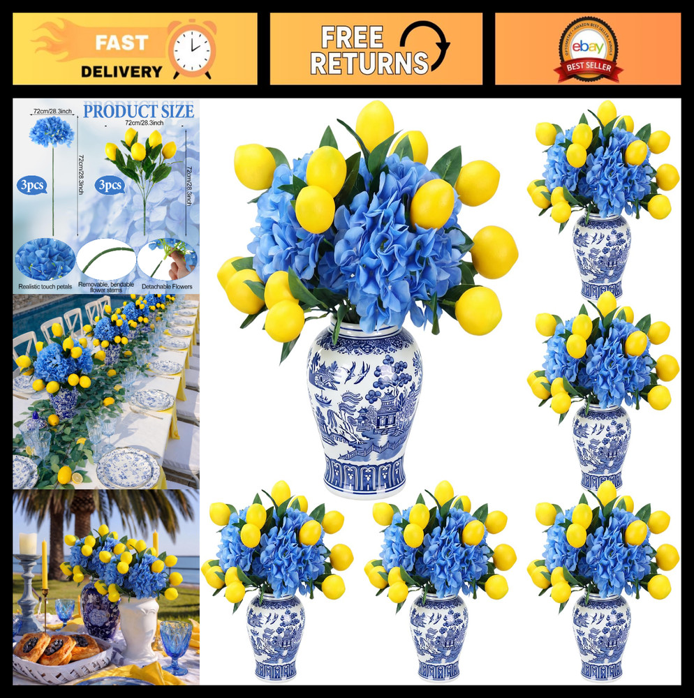 6pcs Capri Theme Party Decorations – Amalfi Coast Centerpieces, 28.3″ Blue Hydra