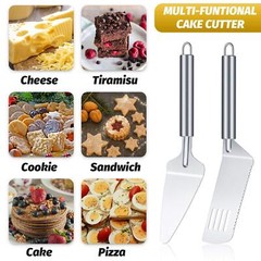 4 Pcs Stainless Steel Pie Spatula Serrated Cake Cutter with Comfortable Handle