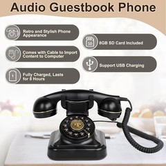 ROOMEDAL Audio Guest Book Wedding Phone,Vintage Voice Message Recorder Telephone
