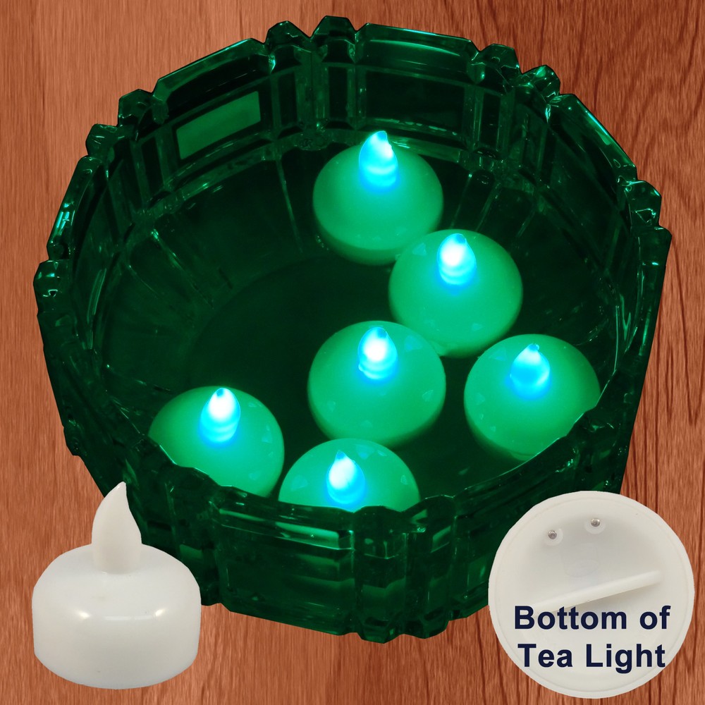 NEW 18 Green Led Floating Floral Tea Light Candle for Wedding Centerpiece Decor