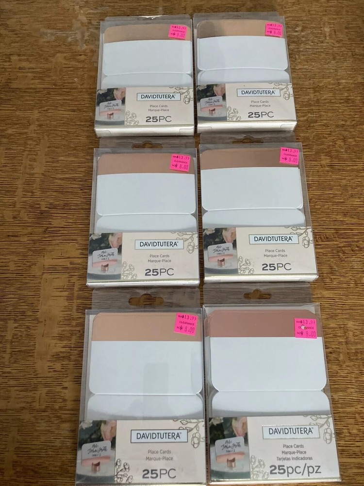 (x6) DavidTutera, Place Cards, 25 Pieces ea. (150 total), White & Rose Gold