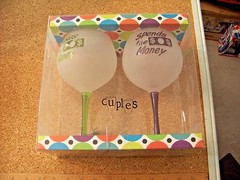 Makes the Spends the Money wine stem glasses glass bride groom husband wife