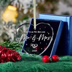 Chic Mr and Mrs Ornament – Heart-Shaped Keepsake for Bridal Showers & Weddings