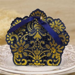 Blue Personalised Laser Cut Wedding Invitation Card Candy Boxes Bag Envelopes