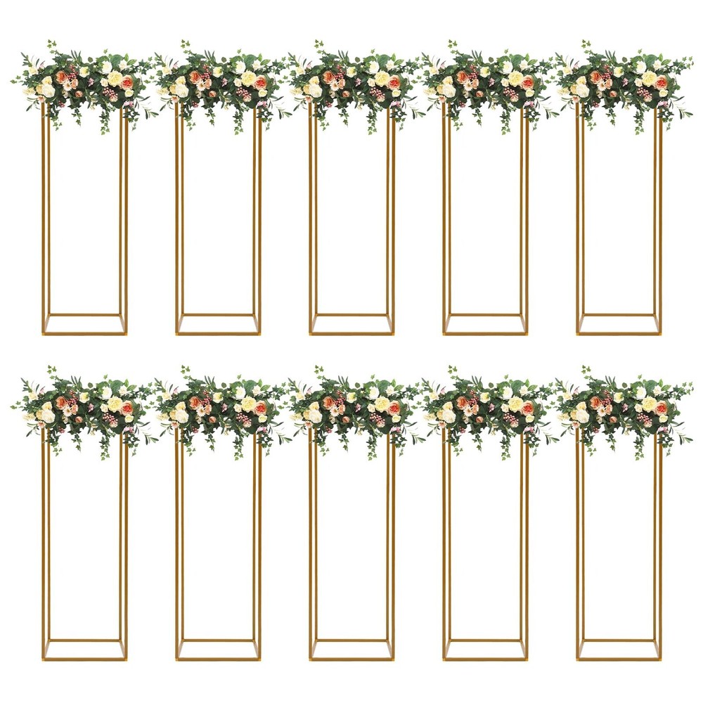 Gdrasuya10 23inch/60cm 10Pcs Gold Flower Stand for Centerpieces,Gold Vase Met…