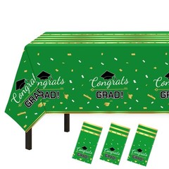 Childom 3 Pack Graduation Tablecloth,Graduation Decorations 54″ x 108″, Green