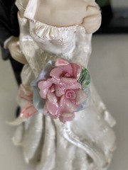 Vintage Shabby Chic Wedding Bride and Groom Resin Wedding Cake Topper 5.5″ Tall