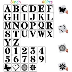 8 Inch Letter Stencils and Numbers,40 Pcs Reusable Plastic Large Alphabet Art…