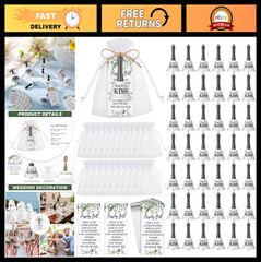 Wedding Kissing Bells Bulk Party Favors – Mini Bells with Organza Bags & Cards (