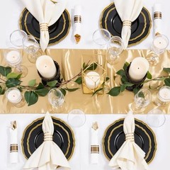175pcs Black and gold Plastic Plates – Black and Gold 175 Pieces (25 Guests)