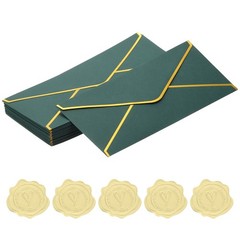 4 1/8 x 9 1/2 Inch Gold Edge Envelopes, 24-Piece for V Flap, Dark Green