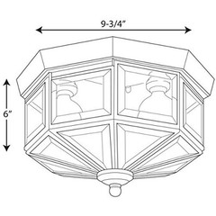 Three-Light Beveled Glass 9-3/4″ Close-to-Ceiling Brass