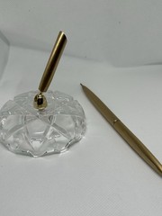 Vintage Y2K Gold PEN & Crystal STAND Set For Wedding Guestbook Hortense B Hewitt