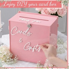 Light Pink Acrylic Wedding Card Box Slot Lock 10x6x10 Inch Money Gift Party