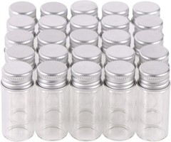 MaxMau 100 10ml Vials Small Mini Tiny Glass Bottles Clear Empty Jars