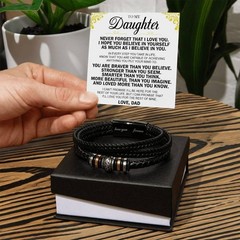 Braided Vegan Leather Bracelet & Sentimental Message Card Gift Set for Design 8