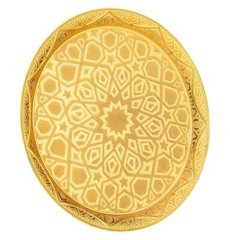 Turkish Circular Server Serving Tray | Ottoman Selcuk Star – Gold | 185-6-18
