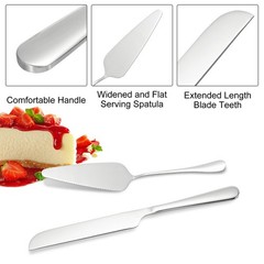 Wedding Cake Knife and Server Set Silver Cake Cutting Set (10.6/9 Inch)