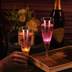 FAMI LED Wine Champagne Flute Glasses, (Set of 6 Multi-Color) Water Liquid Ac…