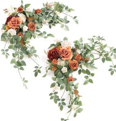 Ling’s Moment 2 PCS Sunset Terracotta Arch Flowers Artificial Swags Centerpiece