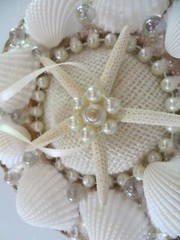 Beach wedding ring bearer pillow_Star fish + seashells_6 1/2 inch round