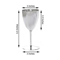 Silver Metallic Plastic 8 oz Wine Glasses Disposable Party Events Wedding Bar