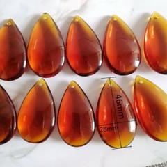 12Pcs Amber 46mm Crystal Smooth Drop Pendant Prism Chandelier Lamp Lighting Part