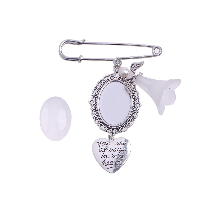 Wedding Boutonniere Bouquet Photo Memorial Charm Pin Mother of The Bride Gift