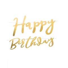 10 feet Gold Metallic Happy Birthday Paper Hanging Party GARLAND Events Supplies