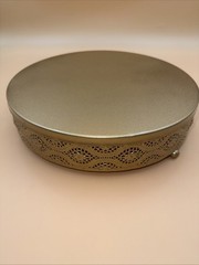 12″ Gold Metal Floral Pattern Round Pedestal Cake Stand Party Events Decorations