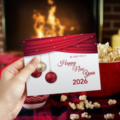 2025 Happy New Year – A7 Holiday Greetings Cards & Envelopes – Set of 25