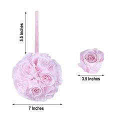 2 BLUSH 7″ Silk Roses Flowers Kissing Balls Wedding Events Centerpieces