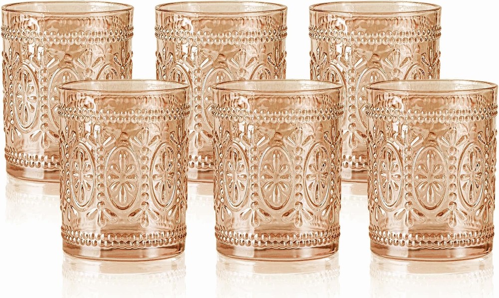 Darlion 6 Pack Amber Glassware Set, 10oz Vintage Drinking 9.5oz,