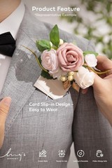 Lings Moments Pocket Boutonniere for Groom Groomsmen, Prom Homecoming White