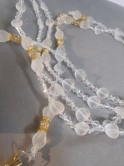 Vintage WEDDING LASSO~GLASS & ACRYLIC BEADS GOLD CROSS LAZO DE BODA~Religious