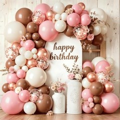 Balloon Arch Kit, Rose Gold Blush Pink and Brown Balloons Sand White Dusty Pink