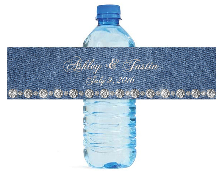 100 Denim and Diamonds Wedding Water Bottle Labels Engagement Party Special
