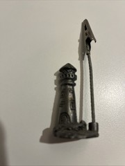Small Mini Pewter Lighthouse Clip Place Card Holder Photo Holder 3.5 in