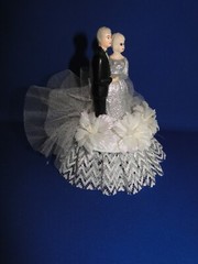 New 25th Wedding Anniversary Couple Caketopper with Bride & Groom in Silver #57