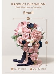 Ling’s Moment Pink Blue Bridal Bouquet Cascading, Dusty Rose Navy Wedding Bou…