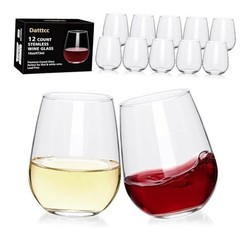12 pack Stemless Wine Glasses,wine glasses set of 12,16oz wine glass For High
