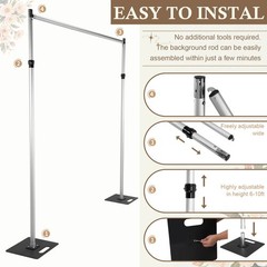 10x10ft Adjustable Wedding Backdrop Stand Background Curtain Pipe Stage Stand US