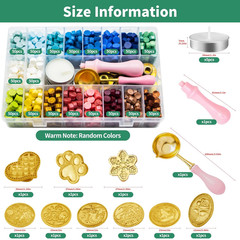 917Pcs Letter Sealing Kit Contains 18 Colors Wax Seal Beads, 10Pcs Stamps with H