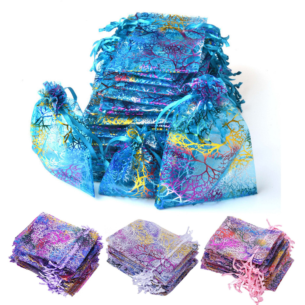 50/100/200 Sheer Coralline Organza Favor Gift Bags Jewelry Pouches All Sizes