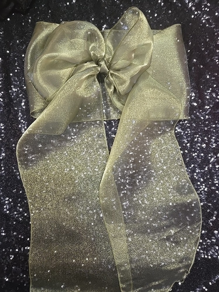 20 pcs Sheer Chair Decor Bow Sash 104″ x 7″ Olive Green Wedding Party Organza