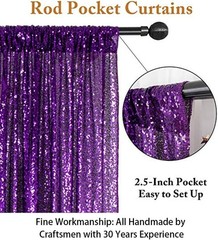 ShinyBeauty Purple Sequin-Backdrop-Curtain 2Panels 5FTx10FT Glitter Wedding Back